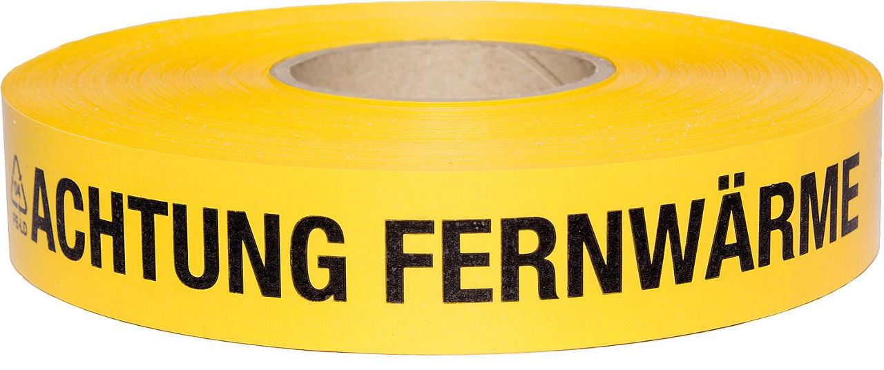 Trassenwarnband "Achtung Fernwärme" gelb, L=250m