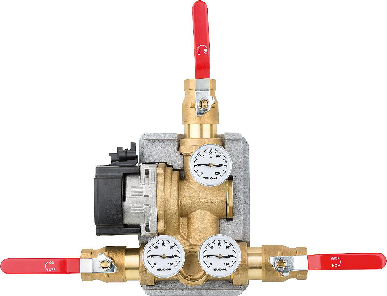 Ladeventileinheit Termovar mit Pumpe Grundfos UPM 3-70 Messing, DN32(11/4"), 61°C
