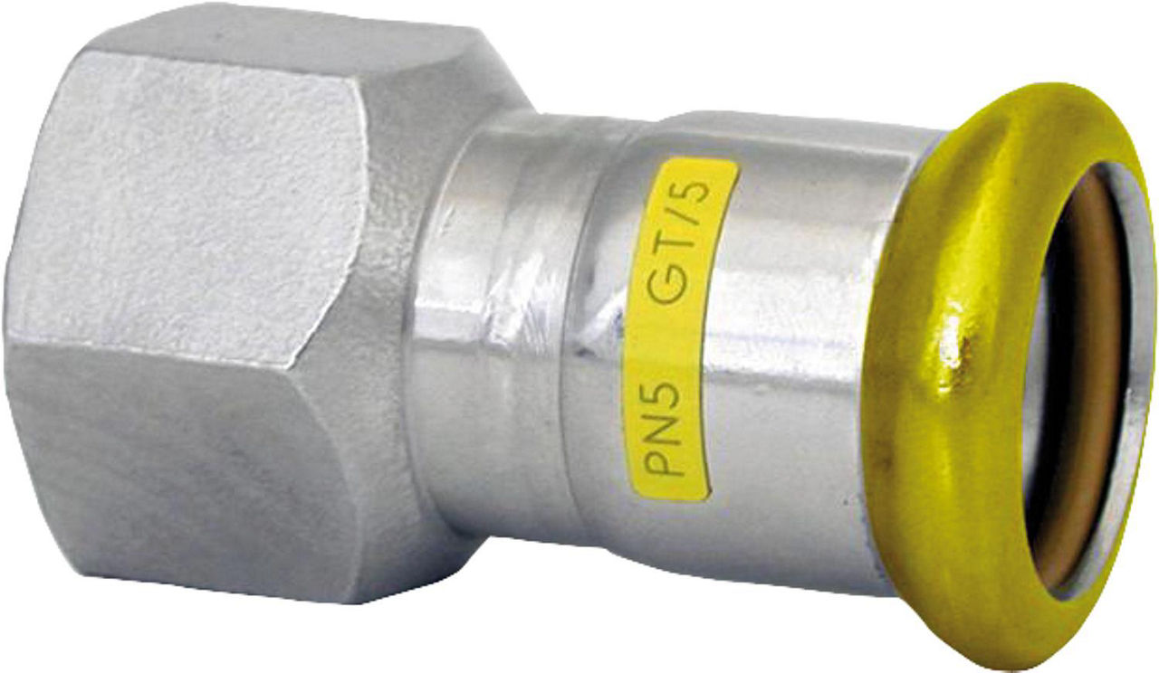 Edelstahl Pressfitting Gas Übergangsstück, 15 x 1/2", (i/IG) M-Kontur