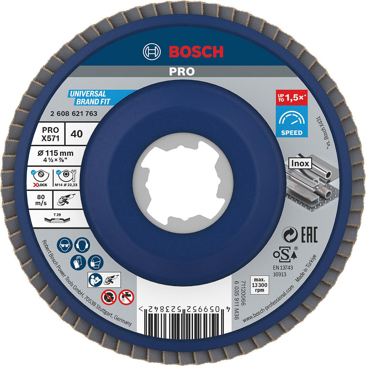 Lamellenschleifteller BOSCH gekröpft mit X-Lock Aufnahme Ø 125mm K60