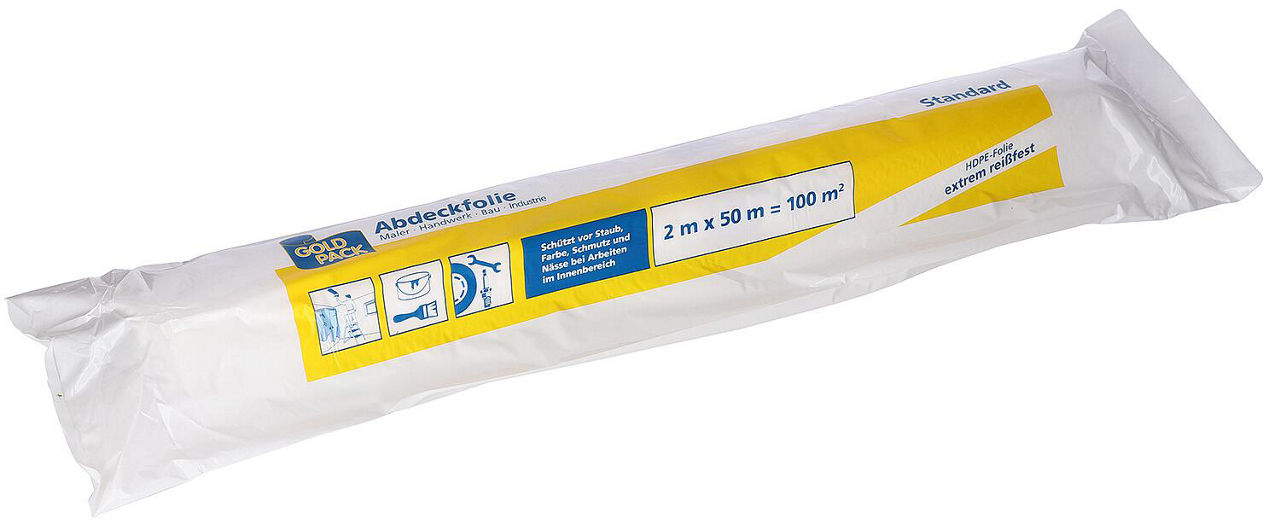 Malerfolie aus HDPE 2 x 50 Meter, gefaltet auf 0,5 Meter, VPE 1 Stück Malerfolie aus HDPE 2 x 50 Meter, gefaltet auf 0,5 Meter, VPE 1 Stück