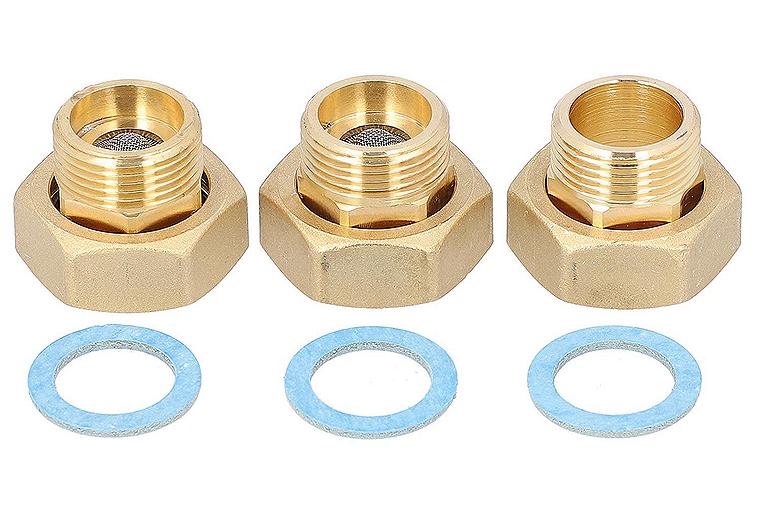 Verschraubungs-Set Easyflow mit 2x Rückschlagklappen 120°C DN20(3/4")AGxDN25(1")ÜWM