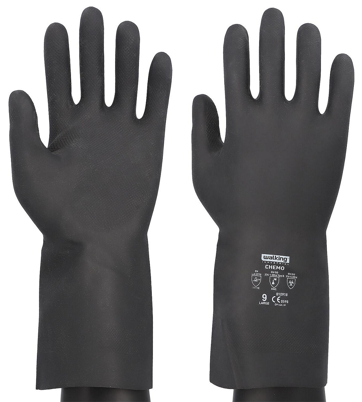 Latex-Handschuh CHEMO, schwarz, extra stark, Größe L, Paar