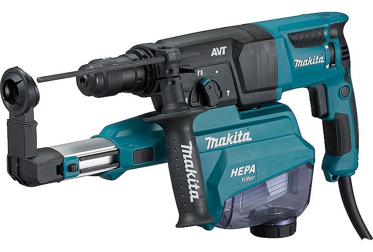 Bohr- und Meißelhammer Makita 800W, HR2653TJ SDS Plus mit integ. Staubabsauger