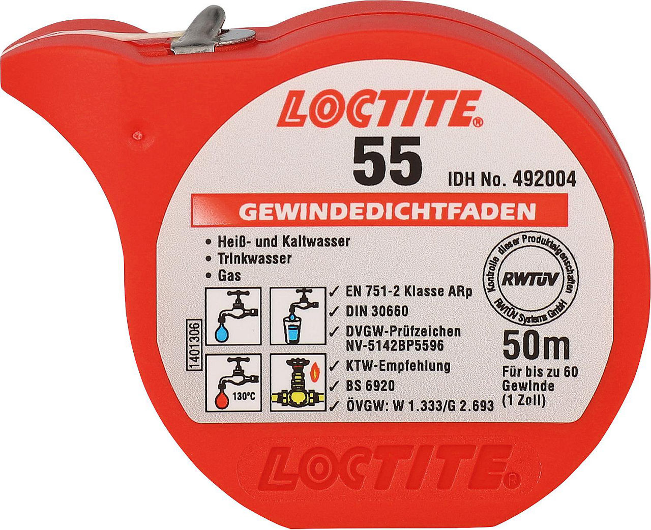 Gewindedichtfaden (DVGW/ÖVGW) LOCTITE 55, 50m Gewindedichtfaden (DVGW/ÖVGW) LOCTITE 55, 50m
