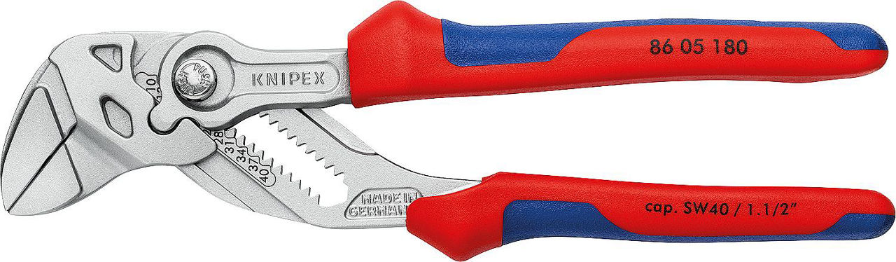 Zangenschlüssel vernickelt mit schmalen Greifbacken L=180mm Zangenschlüssel vernickelt mit schmalen Greifbacken L=180mm