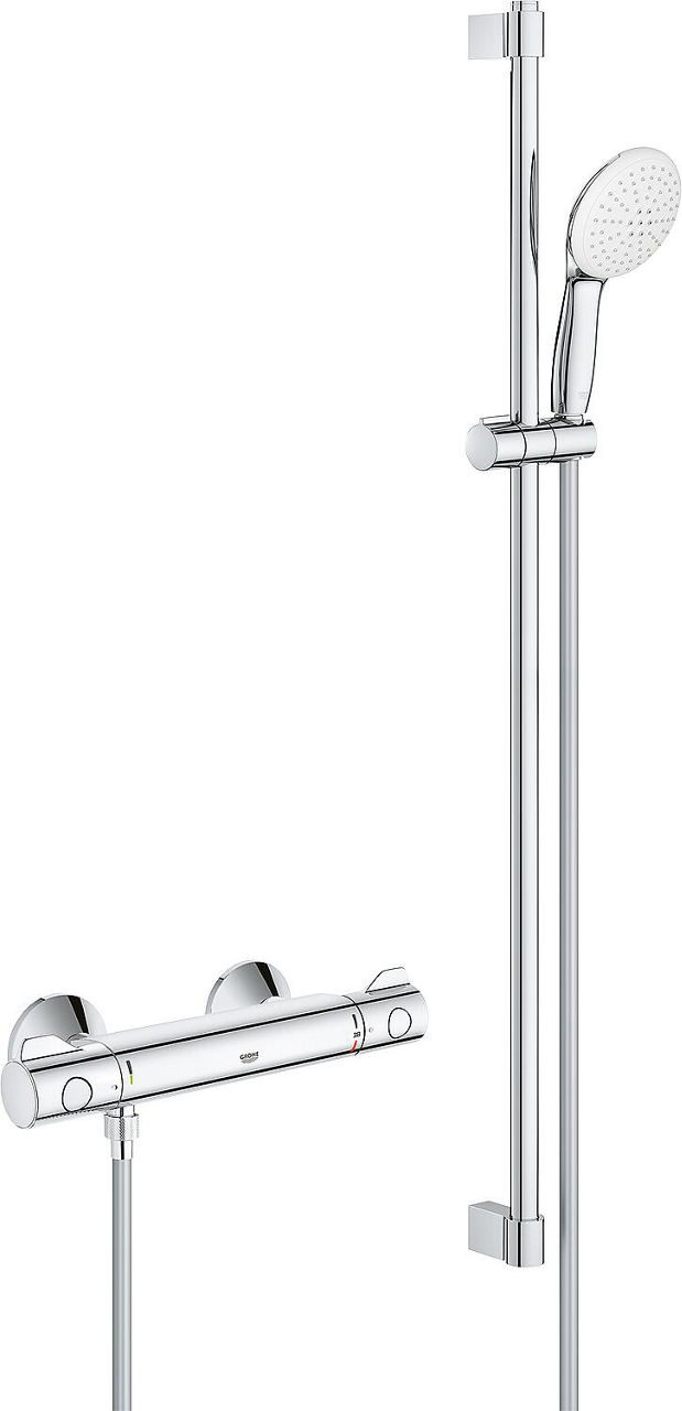 Brausethermostat-Set Grohe Grohtherm 800 mit Brausestange 900 mm Handbrause Ø 110 mm und Brauseschlauch chrom Brausethermostat-Set Grohe Grohtherm 800 mit Brausestange 900 mm Handbrause Ø 110 mm und Brauseschlauch chrom