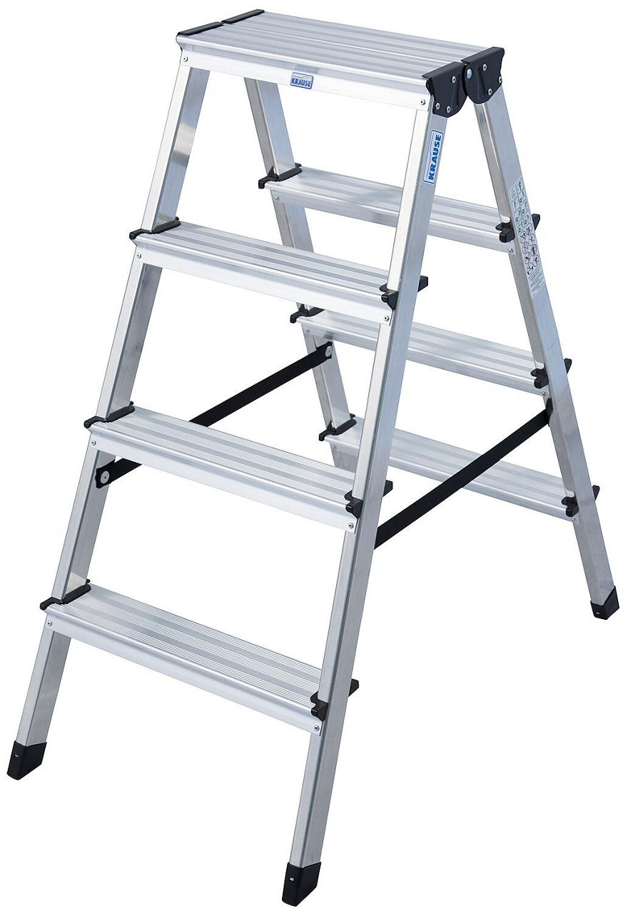 Stufen-Doppel-Leiter Arb.Höhe 2,43 m Standhöhe 0,43 m Länge 0,95 2x4 Stufen Stufen-Doppel-Leiter Arb.Höhe 2,43 m Standhöhe 0,43 m Länge 0,95 2x4 Stufen