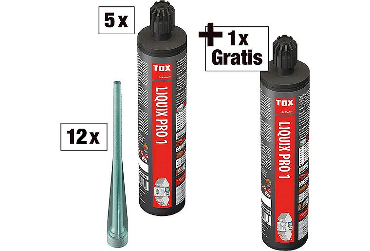 Verbundmörtel-Set Tox bestehend aus 5 x 94 008 67 + Gratis 1x 94 008 67 Verbundmörtel-Set Tox bestehend aus 5 x 94 008 67 + Gratis 1x 94 008 67