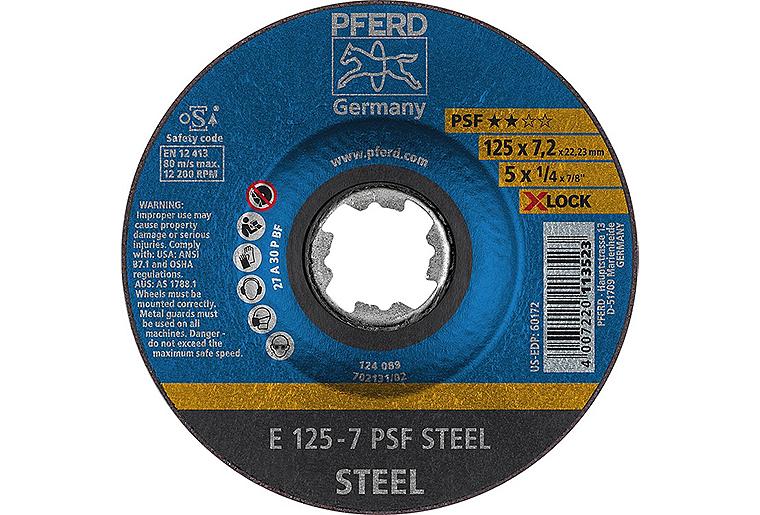 Schruppscheibe PFERD Ø 125 x 7,2mm X-Lock, gerade für Stahl
