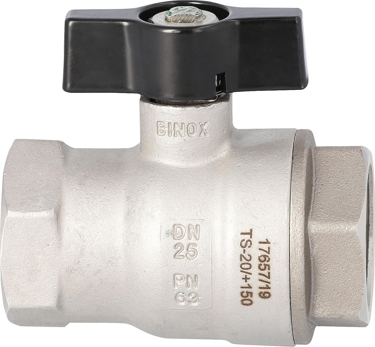 Edelstahlkugelhahn 3/4" IG/IG mit Flügelgriff Edelstahlkugelhahn 3/4" IG/IG mit Flügelgriff