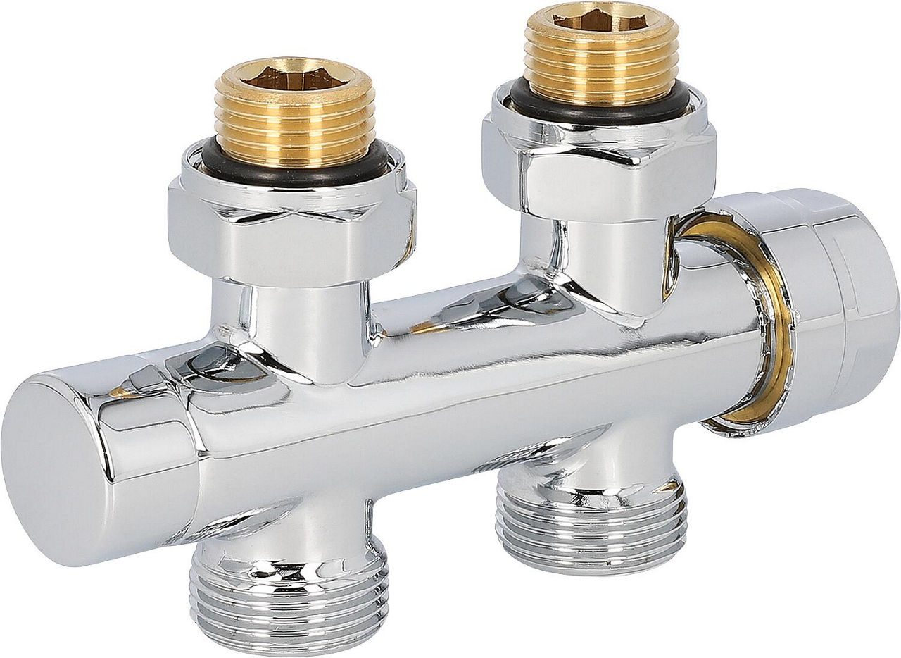 Thermostat-Ventilblock 344TA verchromt DN20 (3/4"), Durchgangsform