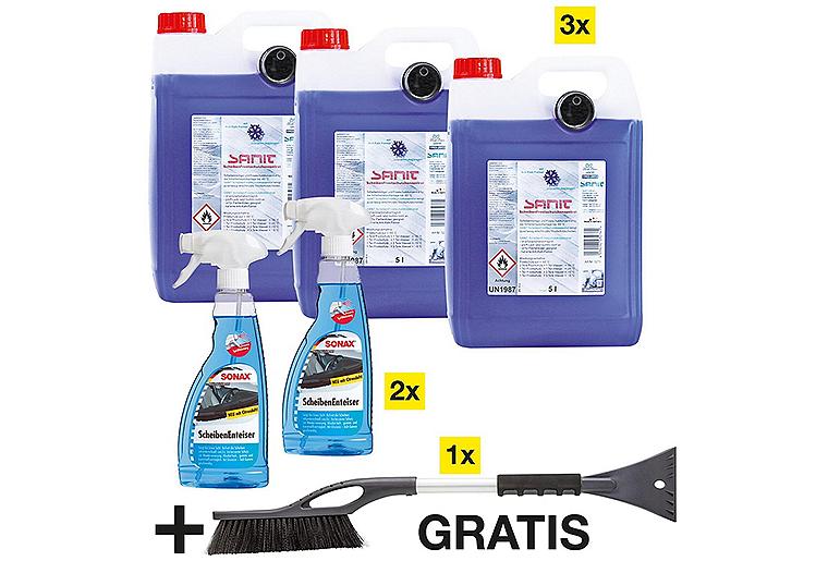 Winter-Aktions-Set: Scheiben-Frostschutzkonzentrat, Scheiben-Enteiser & Eiskratzer