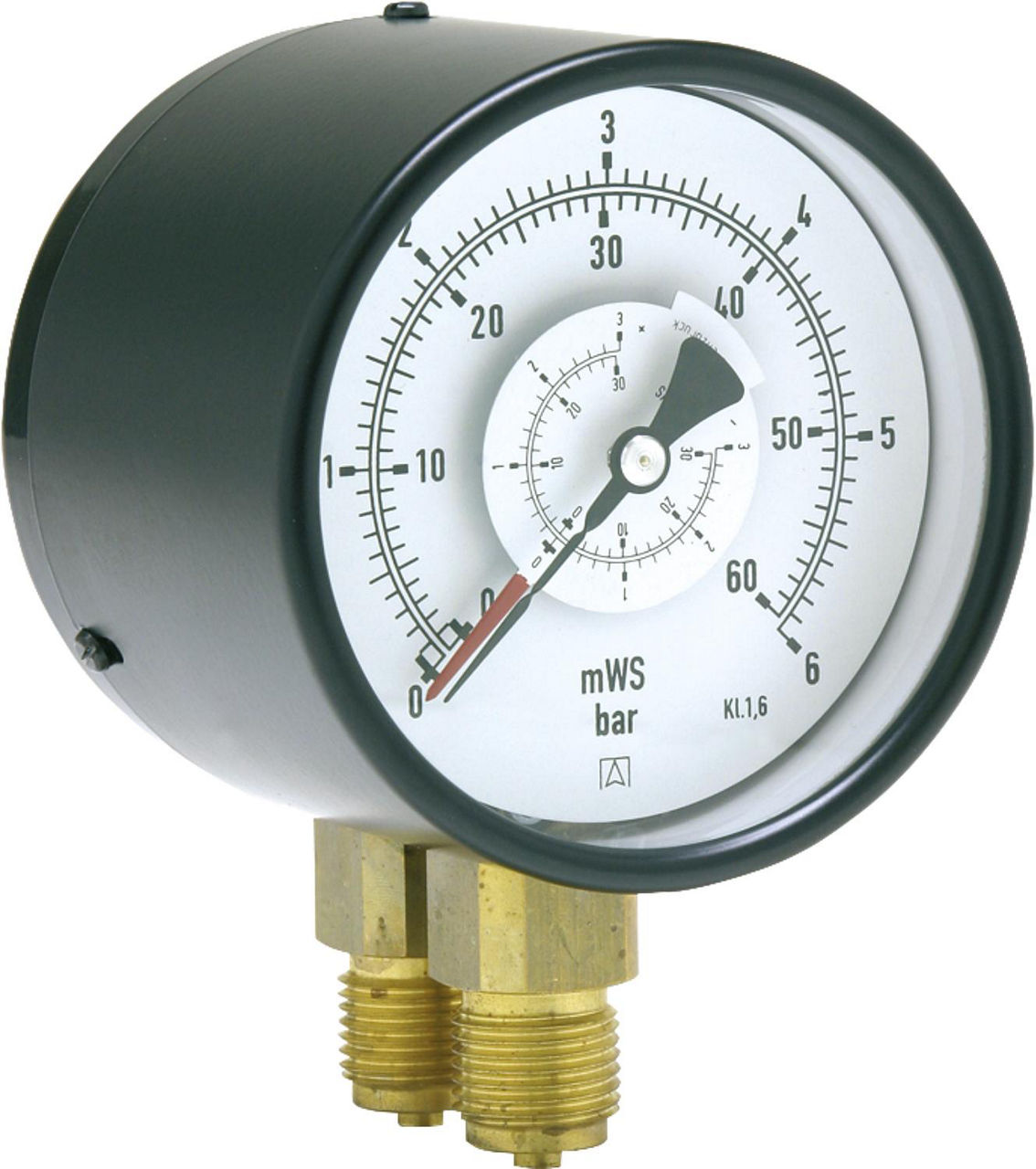 Differenzmanometer 0-6 bar, Ø 100 mm, G1/2 Differenzmanometer 0-6 bar, Ø 100 mm, G1/2