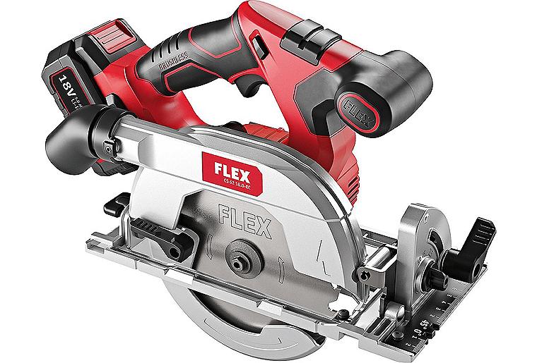 Akku-Handkreissäge FLEX CS 62 18.0-EC, 18V mit 2x 5,0 Ah Akkus und Ladegerät Akku-Handkreissäge FLEX CS 62 18.0-EC, 18V mit 2x 5,0 Ah Akkus und Ladegerät
