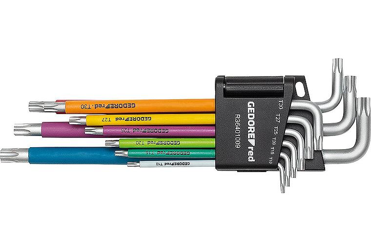 Winkelschlüsselsatz GEDORE red 9-teilig, farblich gekennzeichnet, Torx® T10 - T50 Winkelschlüsselsatz GEDORE red 9-teilig, farblich gekennzeichnet, Torx® T10 - T50