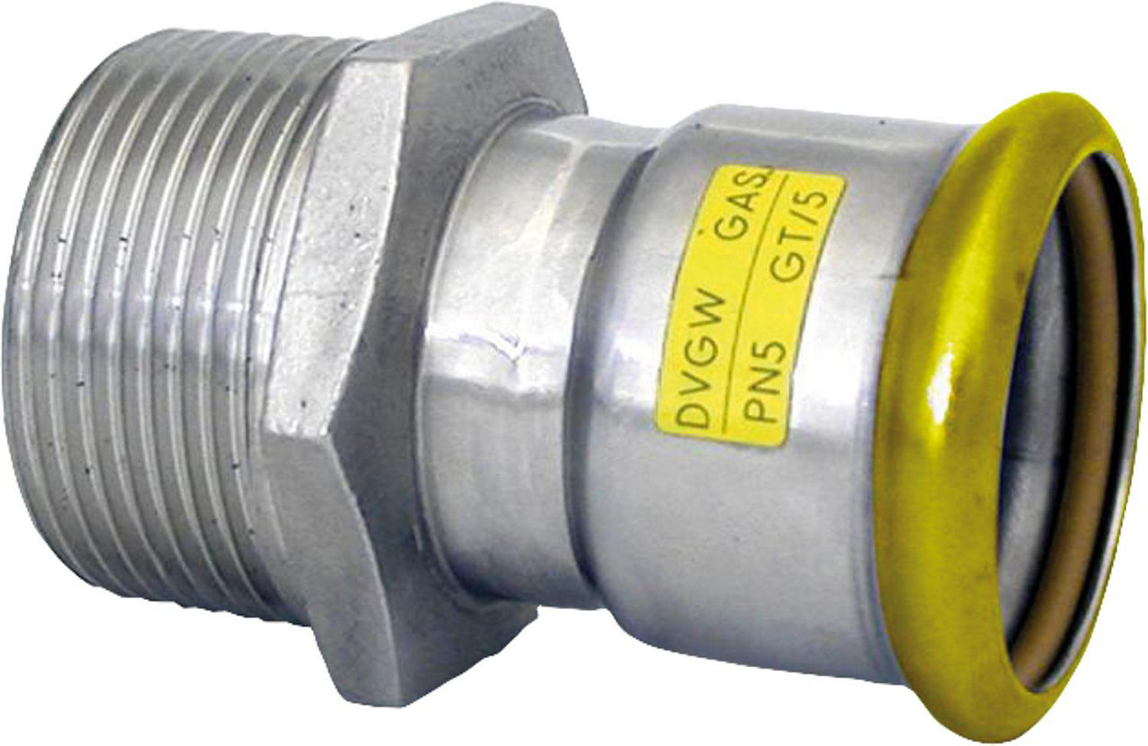 Edelstahl Pressfitting Gas Übergangsstück, 35 x 11/4", (i/AG), M-Kontur Edelstahl Pressfitting Gas Übergangsstück, 35 x 11/4", (i/AG), M-Kontur
