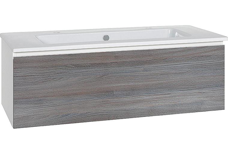 WTU + Keramik WT ELA Korpus weiß smt Front Robinie Grau Dekor, 1210x420x510 mm WTU + Keramik WT ELA Korpus weiß smt Front Robinie Grau Dekor, 1210x420x510 mm