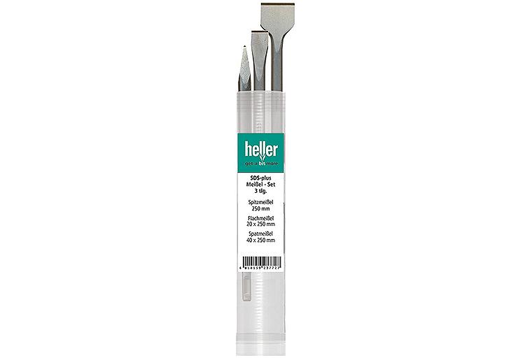 Meißelset HELLER® 3-tlg mit SDS-Plus Aufnahme Spitz - , Flach - und Spatmeißel Meißelset HELLER® 3-tlg mit SDS-Plus Aufnahme Spitz - , Flach - und Spatmeißel