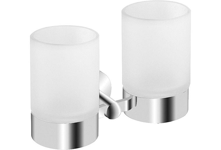 Doppel-Glashalter Eldrid mit Wandhalter Messing verchromt