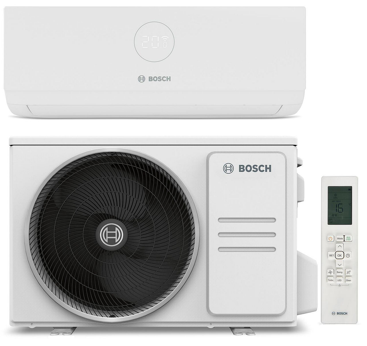 Single-Split-Klimagerät BOSCH CL3000i-Set 35 WE (R 32), Außen- und Inneneinheit, 3,5 kW