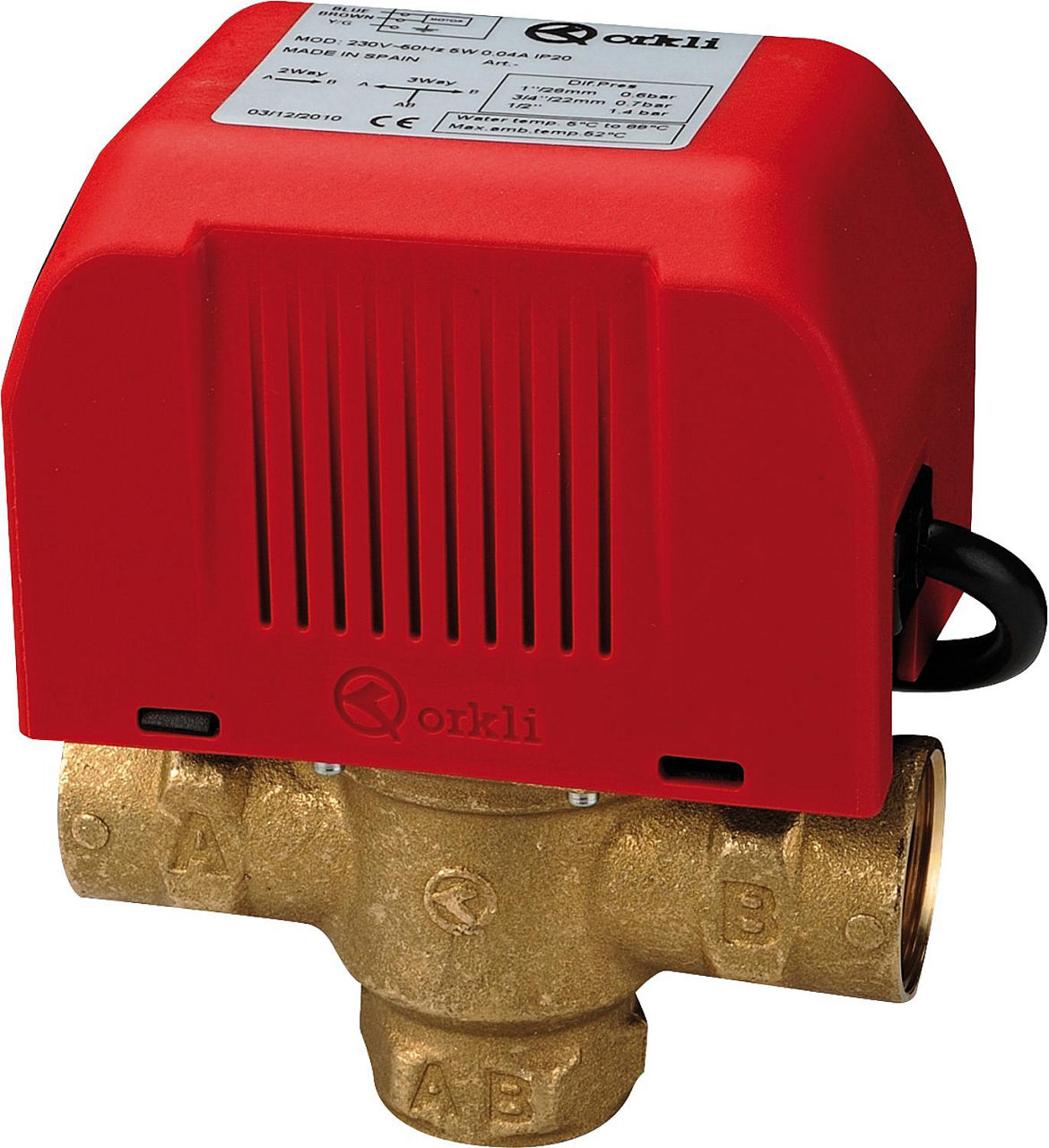 3-Wege Zonenventil Orkli DN15(1/2") IG, ohne Endschalter, 230V 3-Wege Zonenventil Orkli DN15(1/2") IG, ohne Endschalter, 230V