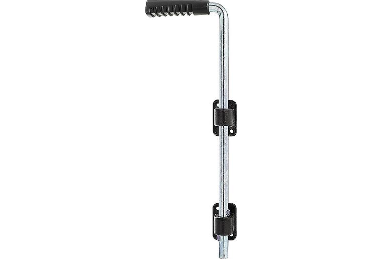 Bodenschieber mit schwarzem Griff, 400 mm, Ø 16 mm, galv. verzink, dickschichtpassiviert. Bodenschieber mit schwarzem Griff, 400 mm, Ø 16 mm, galv. verzink, dickschichtpassiviert.