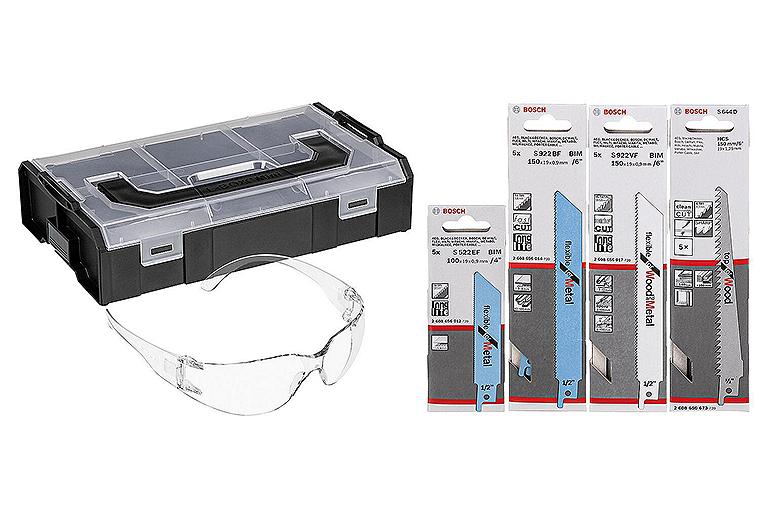 Säbelsägeblätter-Set Bosch 20-teilig mit Schutzbrille in L-Boxx Mini