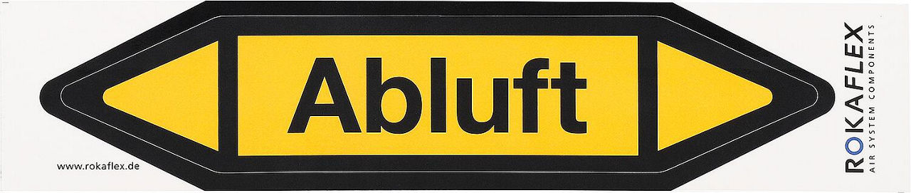Fliessrichtungspfeil universal ABLUFT gelb ,selbstklebend, VPE 25 Stk Fliessrichtungspfeil universal ABLUFT gelb ,selbstklebend, VPE 25 Stk
