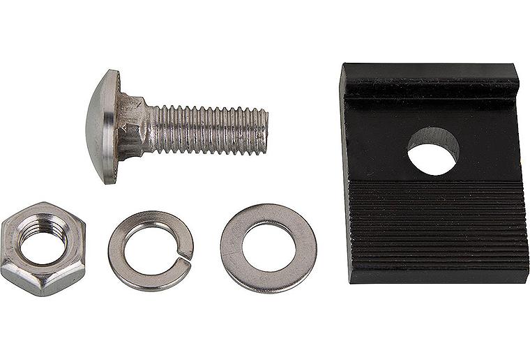 Spannpratze mit Schlossschraube M 10 x 30 mm, Beilag-Scheibe, Mutter für Aufdachmontageset Standard Spannpratze mit Schlossschraube M 10 x 30 mm, Beilag-Scheibe, Mutter für Aufdachmontageset Standard