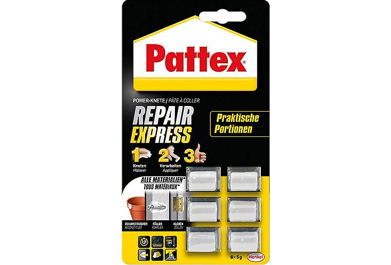 Reparaturknete PATTEX Powerknete Repair Express 6 Portionen á 5g Blisterkarte Reparaturknete PATTEX Powerknete Repair Express 6 Portionen á 5g Blisterkarte