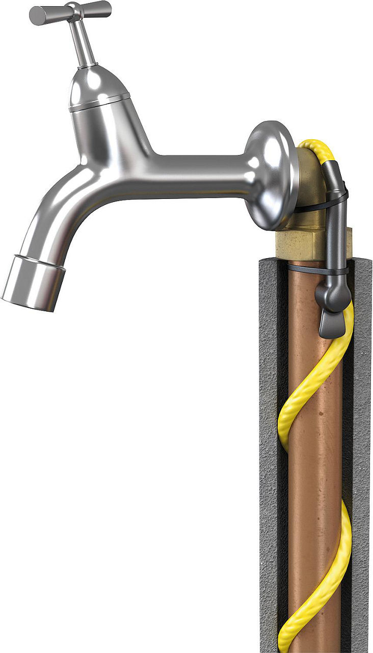 Frostschutz-Kabel f.Metallrohre, steckerfertig mit Thermostat, 2 Meter - 20W