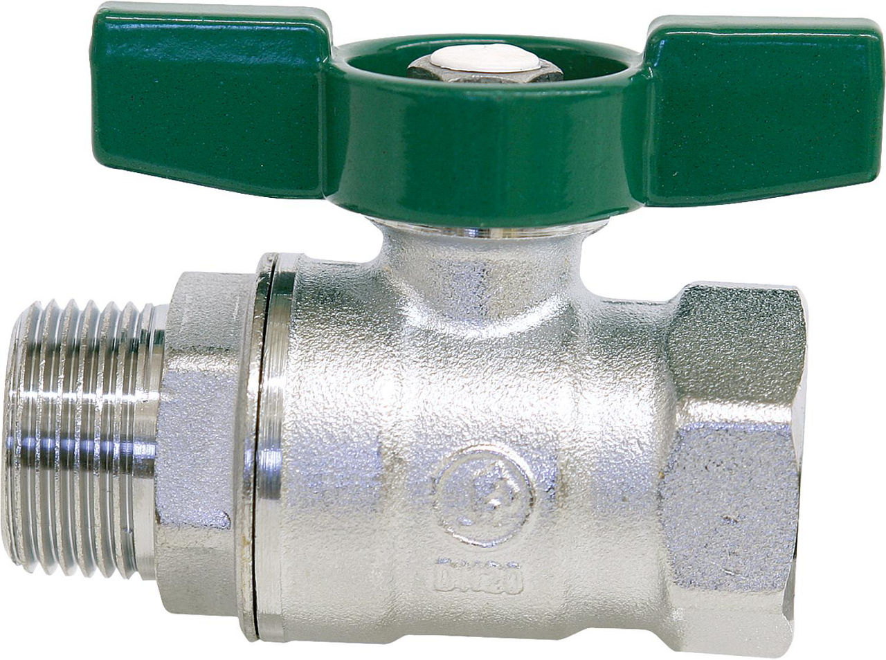 Trinkwasser-Kugelhahn R254D IG/AG 1/2" Messing verchromt/ Flügelgriff Trinkwasser-Kugelhahn R254D IG/AG 1/2" Messing verchromt/ Flügelgriff