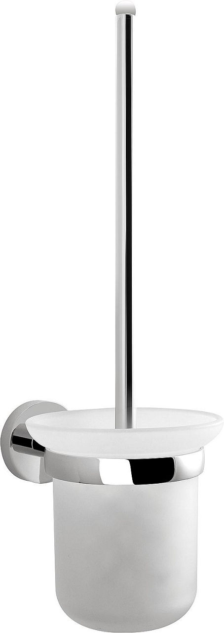 WC Bürstengarnitur Eight mit Wandhalter Glas rund milchig Messing verchromt WC Bürstengarnitur Eight mit Wandhalter Glas rund milchig Messing verchromt