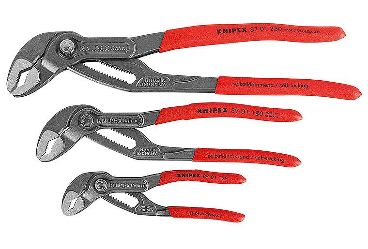 Wasserpumpenzangen-Satz KNIPEX Cobra®, 3-teilig, bestehend aus Länge (mm): 125 - 250 in Rolltasche Wasserpumpenzangen-Satz KNIPEX Cobra®, 3-teilig, bestehend aus Länge (mm): 125 - 250 in Rolltasche