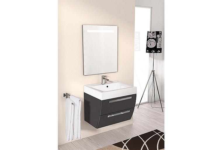 Badmöbel-Set ENNA Serie MAB anthrazit Hochglanz Breite 600mm