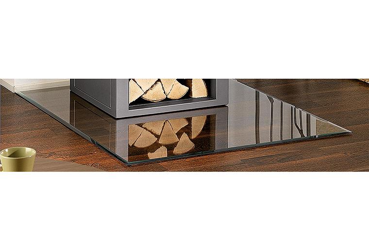 Kaminofen Zubehör Bodenplatte aus Glas 6mm Rechteck B1 1000x1200mm