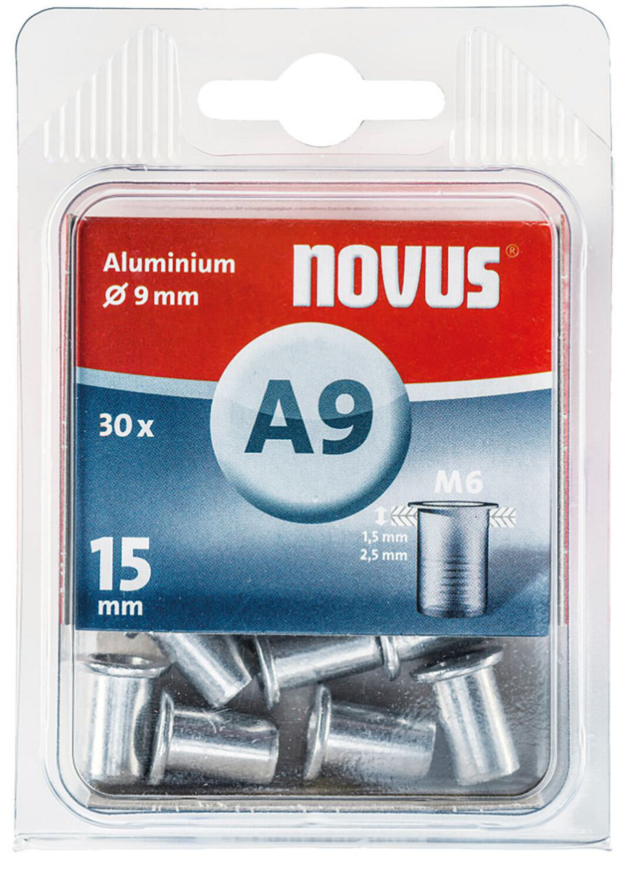 Blindnietmutter Typ A9M6 Alu 9 x 15 mm VPE = 30 Stück Blindnietmutter Typ A9M6 Alu 9 x 15 mm VPE = 30 Stück