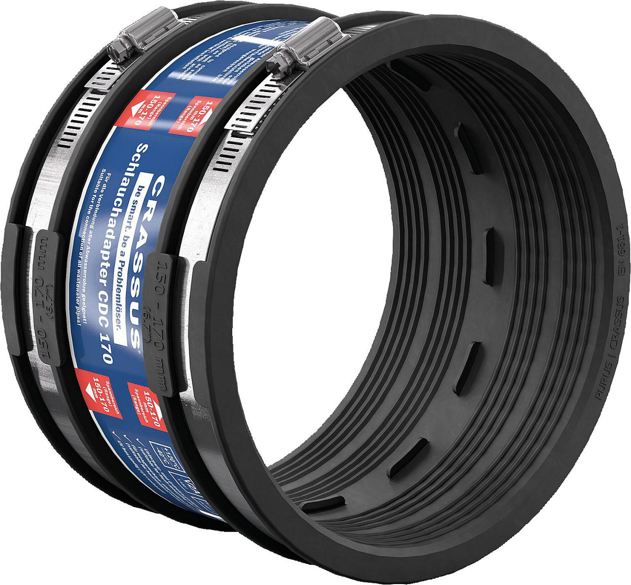 Schlauchadapter Typ 1 CDC 170 Spannber. 150-170mm EPDM, PN 0,6 bar