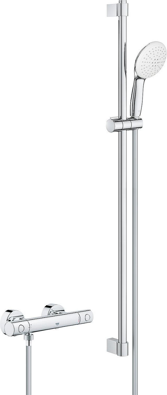 Brausethermostat-Set Grohe Grohtherm 800 C mit Brausestange 900 mm Handbrause Ø 110 mm und Brauseschlauch chrom