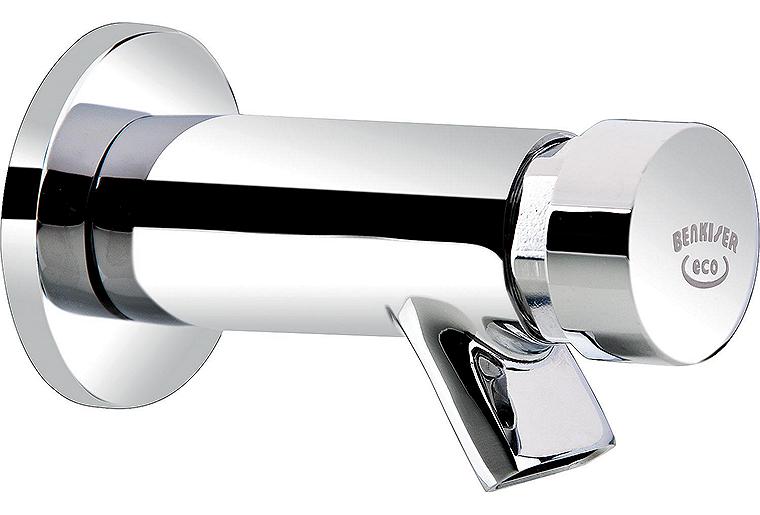 Selbstschluss-Wandventil Benkiser für Kalt- oder Mischwasser Ausladung 92 mm mit Schwallauslauf