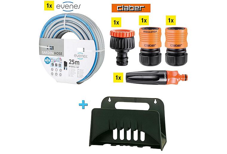 Gartenschlauch-Set Evenes/Claber 3/4",best. aus Wasserschlauch Hahn-/Schlauchstück, Spritzdüse Gartenschlauch-Set Evenes/Claber 3/4",best. aus Wasserschlauch Hahn-/Schlauchstück, Spritzdüse