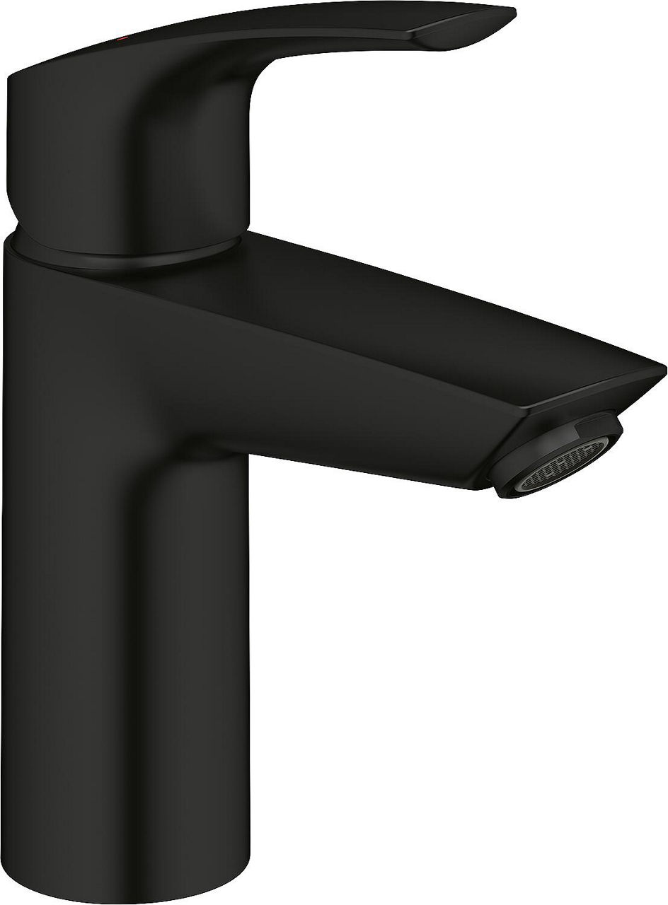Waschtischmischer Grohe Eurosmart S-Size mit Push-Open Ablaufgarnitur, Ausladung 109 mm, matte black