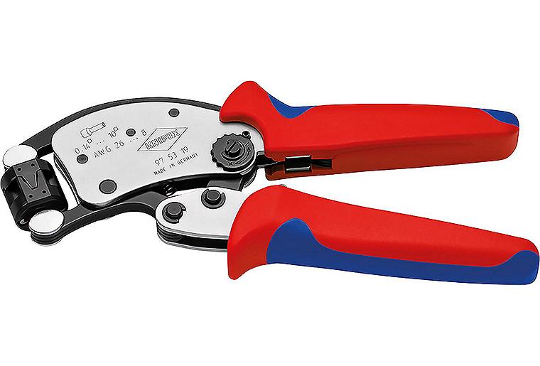 Crimpzange KNIPEX Twistor® T mit 360° drehbarem Crimpkopf und automatischer Einstellung