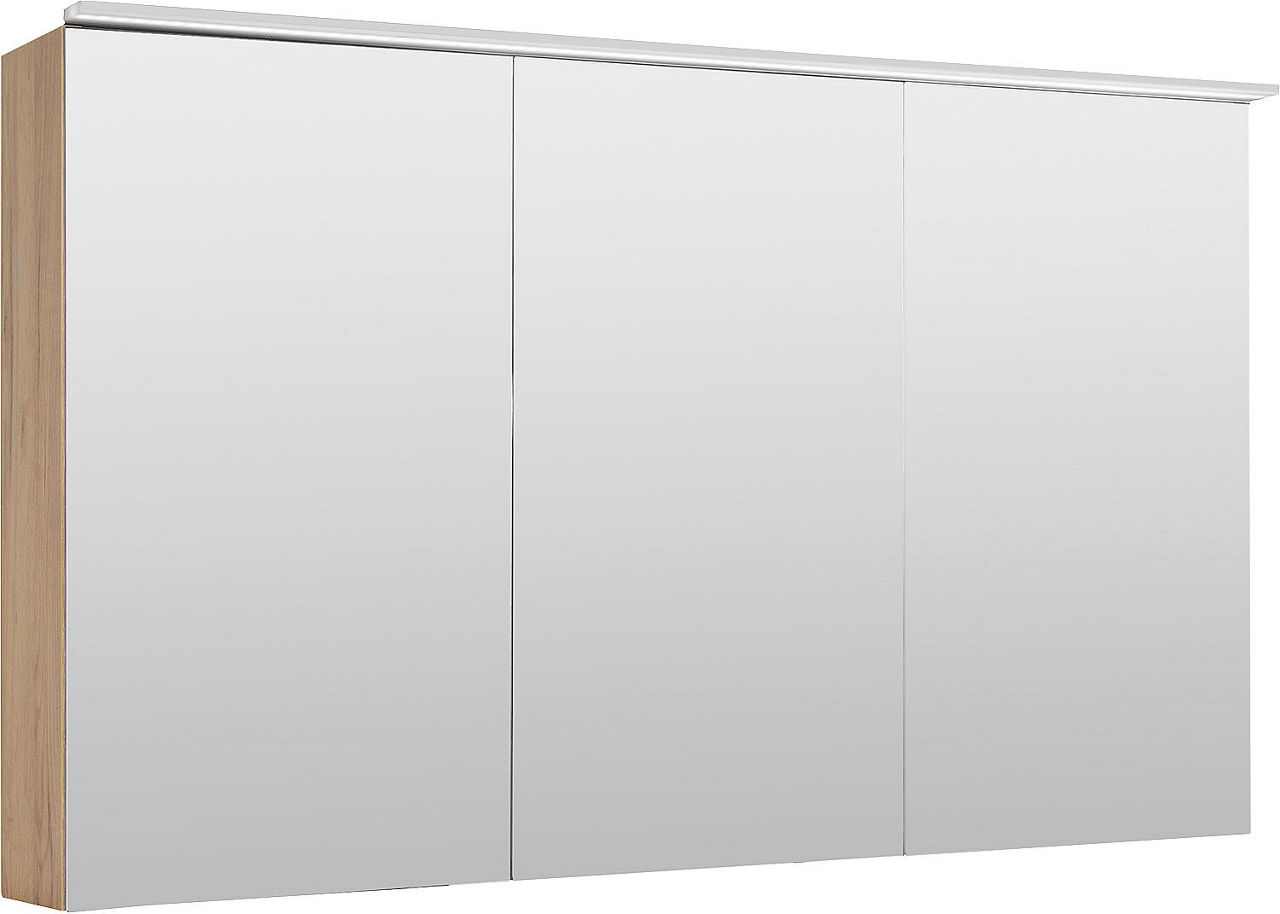 Spiegelschrank Lossa mit LED-Aufsatzleuchte 3 Türen asteiche cortina 1200x750x194 mm Spiegelschrank Lossa mit LED-Aufsatzleuchte 3 Türen asteiche cortina 1200x750x194 mm
