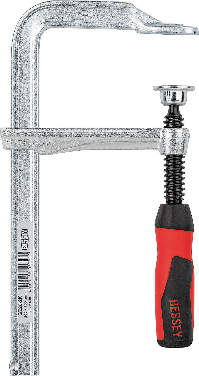 Ganzstahl-Schraubzwinge 2-Komponenten-Kunststoffgriff Typ 200x100 mm, GZ20-2K Ganzstahl-Schraubzwinge 2-Komponenten-Kunststoffgriff Typ 200x100 mm, GZ20-2K