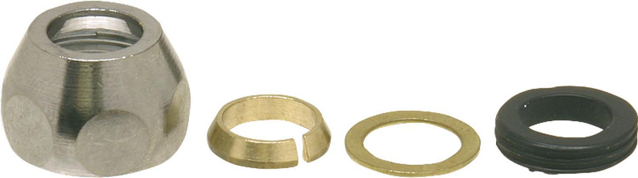 3/8"x8mm Quetschverschraubung Konisch Messing verchromt 4-teilig 3/8"x8mm Quetschverschraubung Konisch Messing verchromt 4-teilig