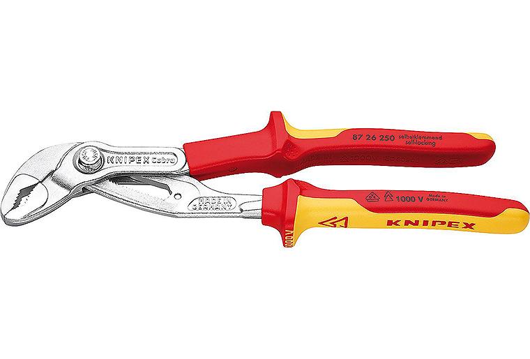 VDE-Wasserpumpenzange Knipex Cobra®, Länge: 250mm chrom, Vanadium Elektrostahl VDE-Wasserpumpenzange Knipex Cobra®, Länge: 250mm chrom, Vanadium Elektrostahl