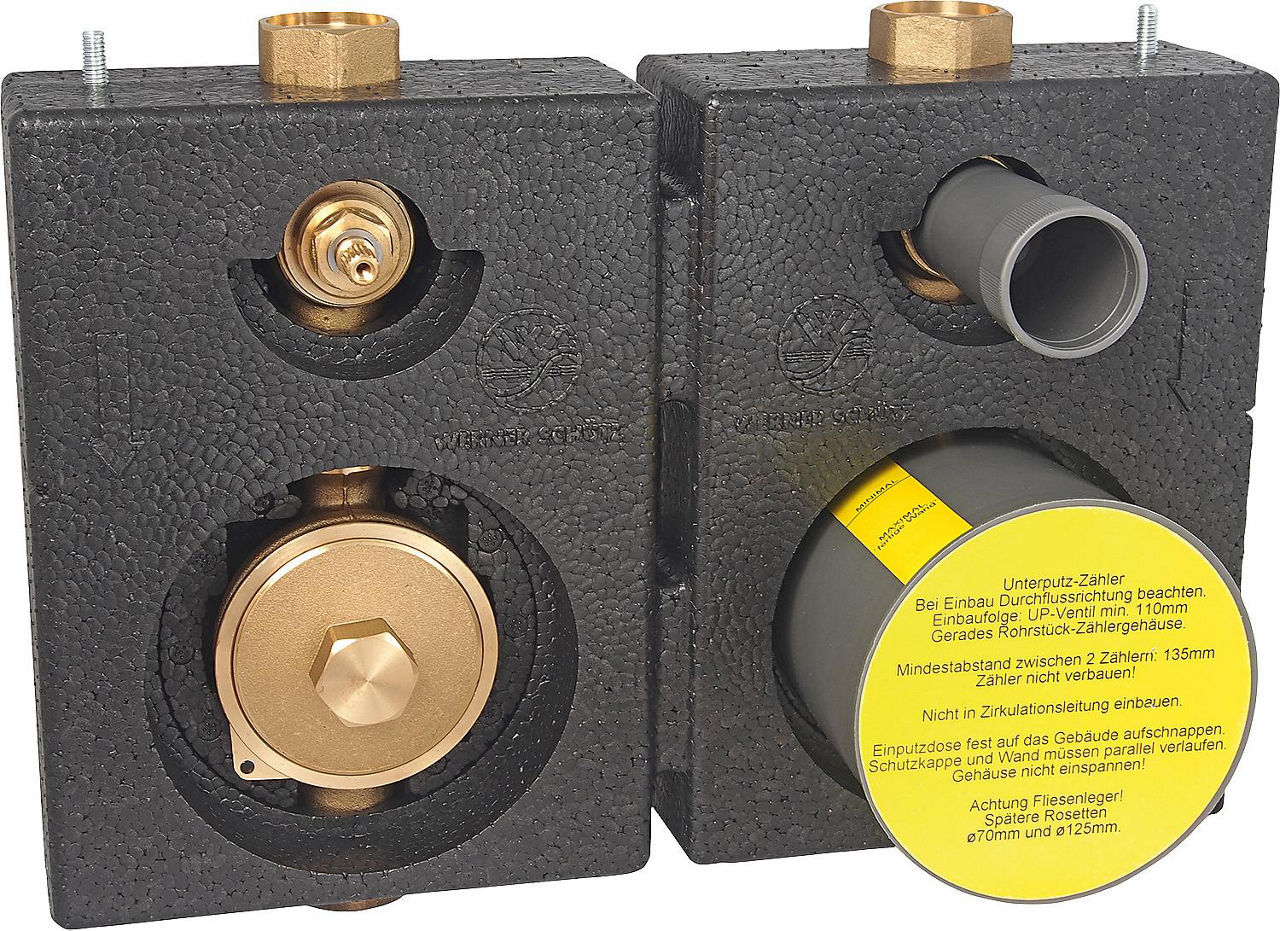 Montageblock DN20 (3/4") Rotguss für Koax-Zähler Montageblock DN20 (3/4") Rotguss für Koax-Zähler