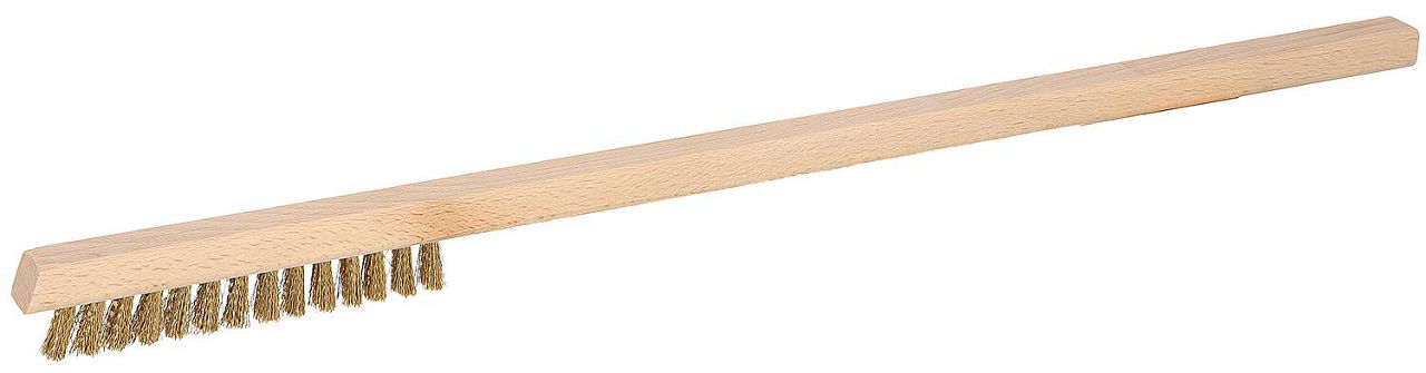 Messing-Reinigungsbürste, Holz, 52cm, kurzer Schnitt, schmal, 2-reihig Messing-Reinigungsbürste, Holz, 52cm, kurzer Schnitt, schmal, 2-reihig